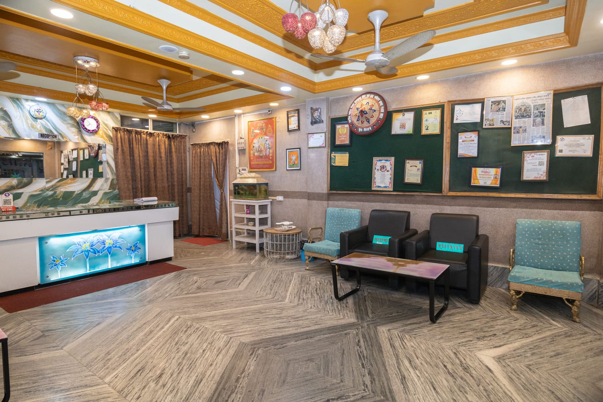 Hotel Ellora reception interior on Club Road in Silchar, Assam