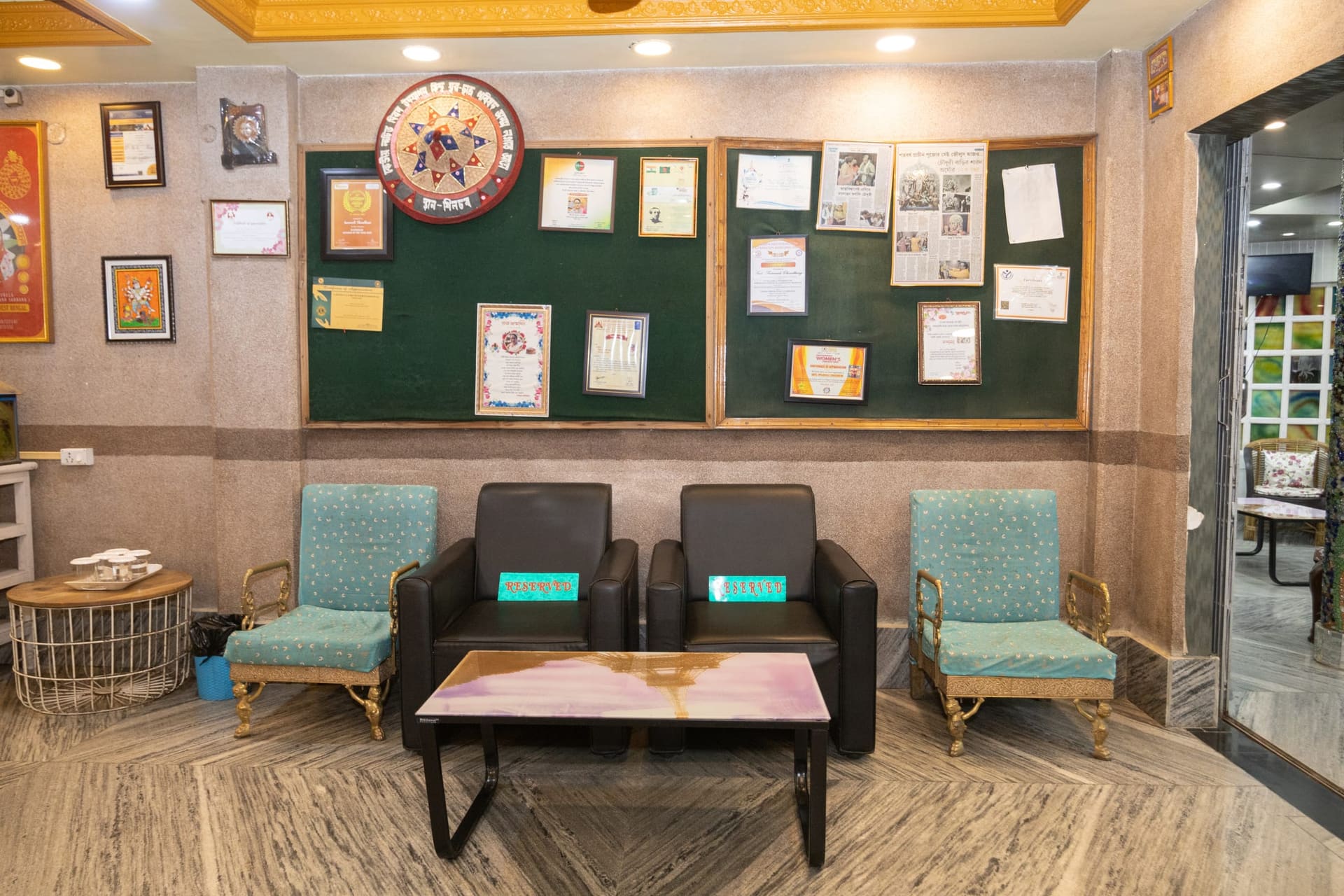 Reception lounge at Hotel Ellora in Silchar, Assam