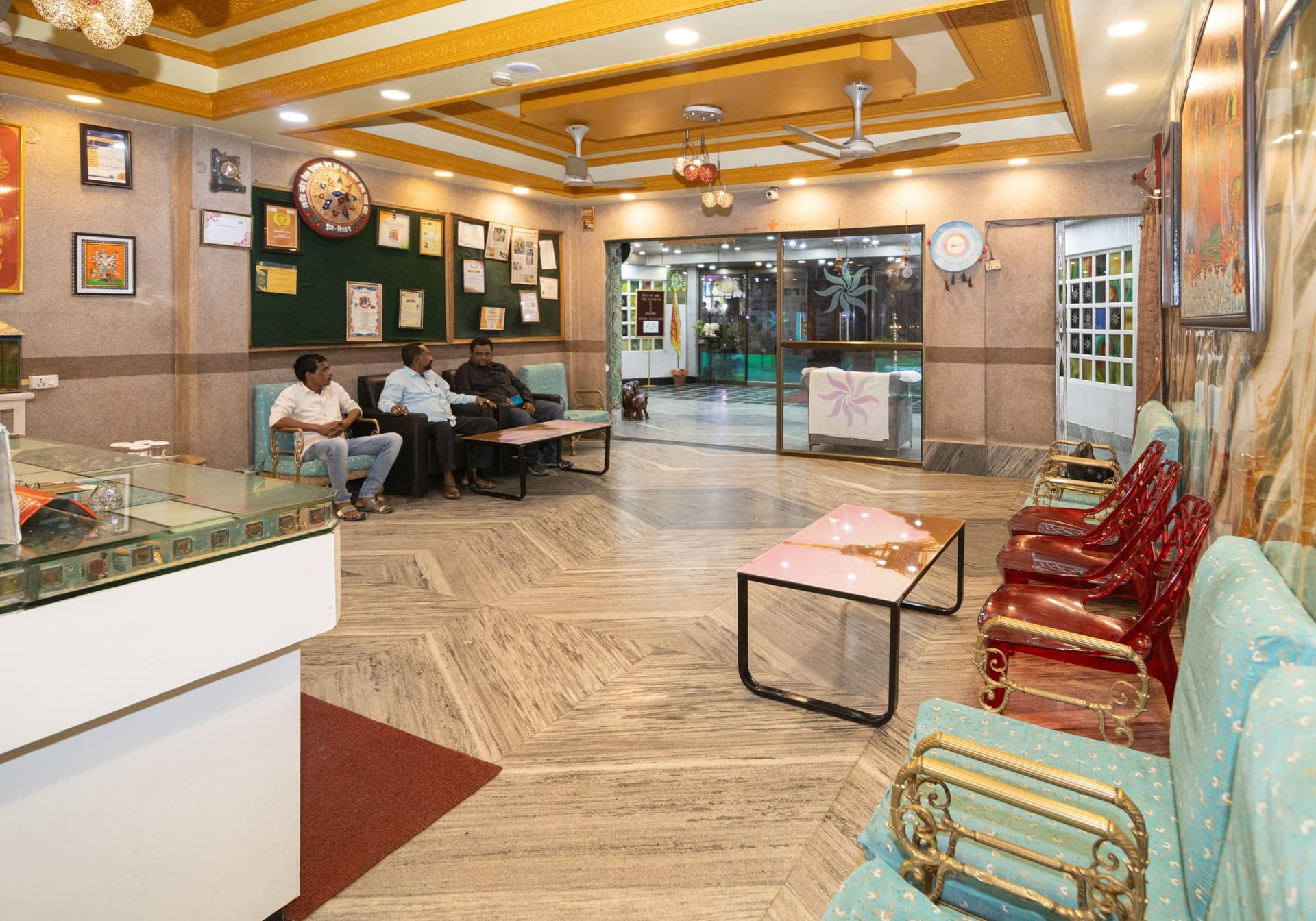 Lobby passage inside Hotel Ellora on Club Road, Silchar